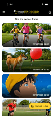 vidFramer app screen on iPhone